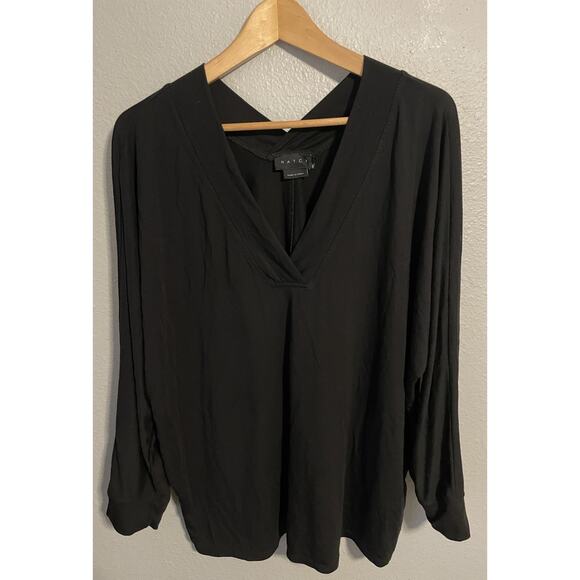 Hatch Maternity Womens The Visitor Blouse Size XS Black Stretch Oversized Modern